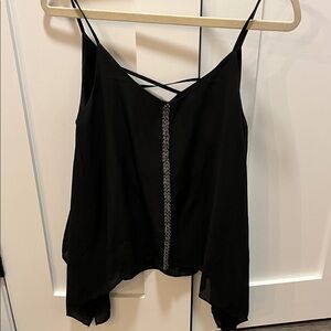 Emmalee Thin Strap V-Neck Tank with Front Beaded Trim and Crossed Back